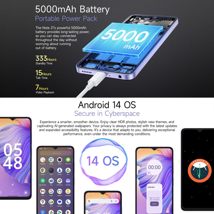 Ulefone Note 21, 4GB+128GB, Face ID & Fingerprint, 6.56 inch Android 14 Unisoc T606 Octa Core, Network: 4G, Dual SIM, OTG Ulefone Note 21, 4GB+128GB, Face ID & Fingerprint, 6.56 inch Android 14 Unisoc T606 Octa Core, Network: 4G, Dual SIM, OTG